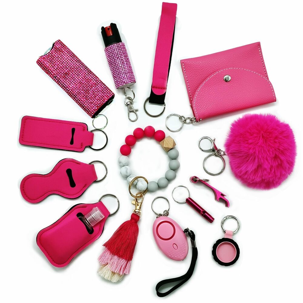 7832 Gift Keychain Set with Card Holder, Wristlet Strap, Whistle, Travel